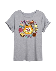 Футболка Juniors Garfield Hearts с изображением еды большого размера, серый Licensed character