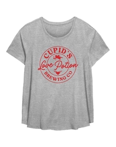 Футболка больших размеров с принтом Cupid's Love Potion Brewing Co., серый Unbranded