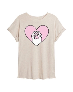 Футболка Juniors с изображением кошачьей лапки и сердца большого размера, бежевый Unbranded