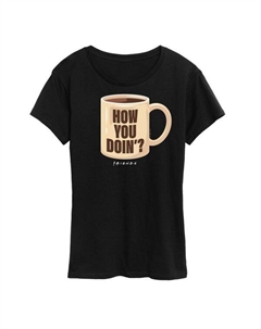 Футболка с принтом "Девчонки, как делишки" и кружкой кофе, черный Licensed character