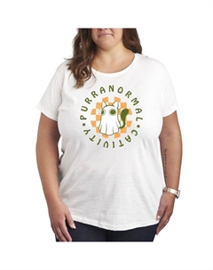 Футболка с принтом "Кошачьи шалости" больших размеров, белый Unbranded