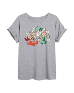 Футболка оверсайз для подростков "Безумный шляпник и заяц" из "Алисы в стране чудес", серый Disney