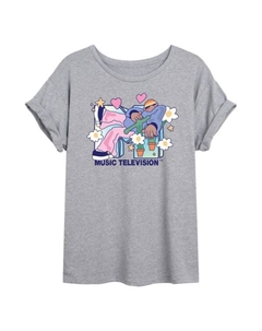 Детская оверсайз футболка MTV с ярким цветочным принтом, серый Licensed character