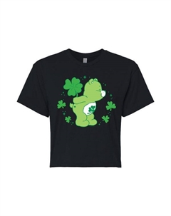 Укороченная футболка с изображением медведей заботы и трилистника удачи для юниоров, черный Licensed character