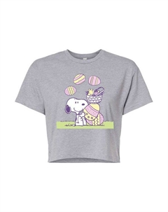 Укороченная футболка Juniors с изображением пасхальных яиц Снупи и Вудстока, серый Licensed character