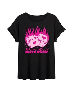 Футболка Juniors Let's Roll Pink Heart Dice большого размера, черный Licensed character