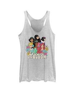 Принцессы Золушка, Жасмин, Мулан, Белоснежка, Тиана и Ариэль "Цветущие мечты" ретро майка-борцовка для девочек, цвет white heather Disney