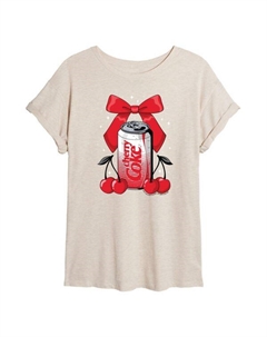 Футболка оверсайз с бантом и принтом Coca-Cola Cherry для подростков, белый Licensed character