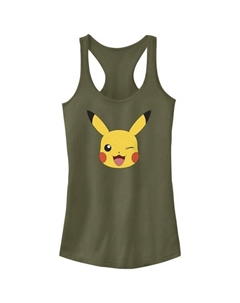 Майка-борцовка с подмигивающим лицом покемон пикачу для юниоров, цвет military green Licensed character