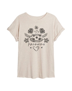 Футболка оверсайз с цветочным принтом Juniors' friends, бежевый Licensed character