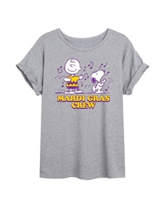 Футболка Juniors peanuts mardi gras crew большого размера, серый Licensed character