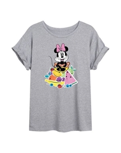 Футболка Minnie Mouse Juniors с изображением фруктов большого размера, серый Disney