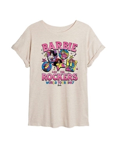 Футболка оверсайз с принтом мирового турне The Rockers 1987 для подростков, бежевый Barbie