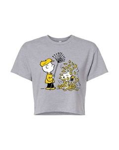 Детская укороченная футболка с осенними листьями и героями Charlie & Snoopy, серый Licensed character