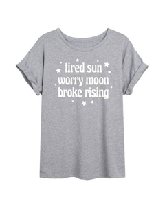 Футболка оверсайз Juniors с принтом "Уставшее солнце, тревожная луна, разбитый восход", серый Licensed character