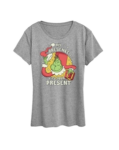 Футболка для подростков с графическим принтом «Доктор Сьюз и Гринч: Мое присутствие», серый Licensed character