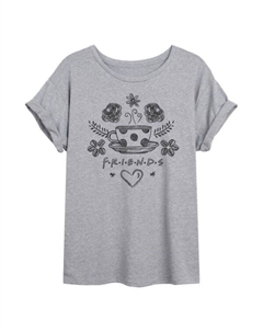 Футболка оверсайз с цветочным принтом Juniors' friends, серый Licensed character