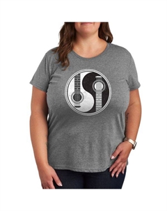 Футболка с принтом инь-ян и гитарой, серый Unbranded