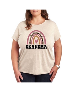 Плюс футболка с принтом радуги в стиле бабушки, бежевый Unbranded