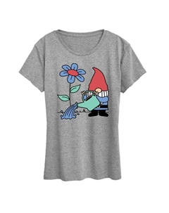 Женская футболка с изображением гнома-садовника, серый Unbranded