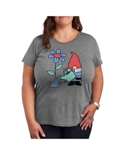 Футболка с принтом садового гнома, серый Unbranded
