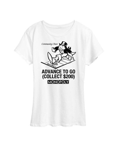 Женская футболка с принтом Monopoly "Advance to go", белый Hasbro