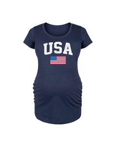 Футболка с графическим флагом США для беременных, синий Unbranded