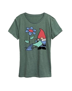 Женская футболка с изображением гнома-садовника, зеленый Unbranded