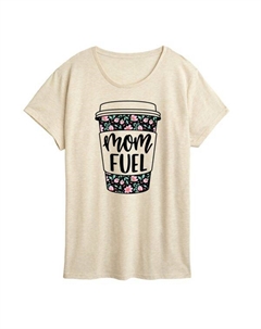 Женская футболка Mom Fuel с цветочным принтом и кофейным принтом, бежевый Unbranded