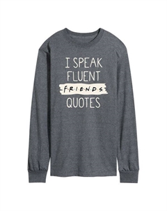 Футболка с длинным рукавом с графическим принтом «Друзья говорят свободно, друзья цитируют», серый Licensed character