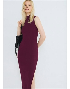 Вязаное платье в рубчик с воротником-стойкой, Фиолетовый Ostin