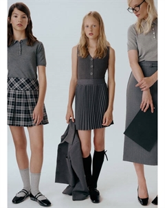 Плиссированная юбка для девочек, Серый Ostin