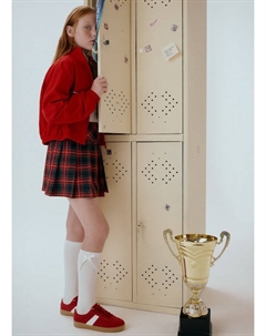 Юбка мини в складку для девочек, Красный Ostin