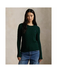 Джемпер с круглым вырезом вязка косами шерсть и кашемир зеленый Polo ralph lauren