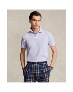 Рубашка-поло зауженного кроя из хлопка пике синий Polo ralph lauren