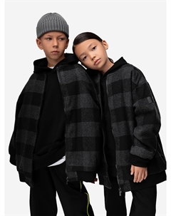 Бомбер оверсайз в клетку, Черный Bodo