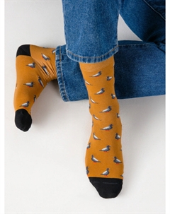 Носки мужские коричневые с узором в виде голубей Mark formelle