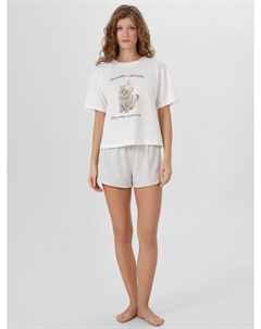 Комплект домашний женский белый с надписью Mark formelle