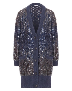 Шерстяной кардиган с отделкой пайетками Brunello cucinelli