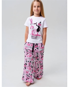 Комплект трикотажный для девочек: фуфайка (футболка), брюки Playtoday kids