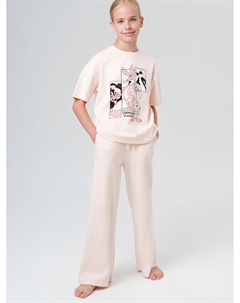 Комплект трикотажный для девочек: фуфайка (футболка), брюки Playtoday tween