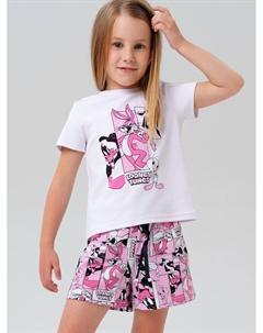 Комплект трикотажный для девочек: фуфайка (футболка), шорты Playtoday kids