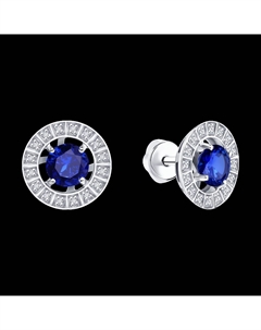 Серьги из белого золота с бриллиантами и сапфирами Sokolov