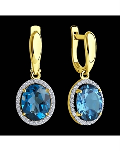 Серьги из желтого золота с лондон топазами и фианитами Sokolov