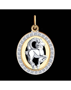 Подвеска знак зодиака из комбинированного золота с фианитами Sokolov
