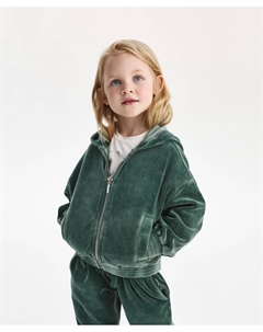 Толстовка распашная для девочки велюровая цвет морской волны Gulliver