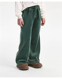 Брюки для девочки велюровые прямые с поясом на резинке цвета морской волны Gulliver