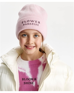 Шапка вязаная для девочки на подкладке из флиса розовая Gulliver