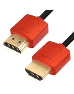 Кабель интерфейсный HDMI-HDMI -HM502 -51213 1.0m HDMI 2.0, красные коннекторы Slim, OD3.8mm, HDR 4:2:2, Ultra HD, 4K 60 fps 60Hz, 3D, AUDIO Gcr