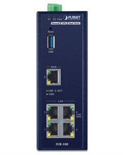 Роутер IVR-100 Industrial 5-Port 10/100/1000T VPN Security Gateway: Dual-WAN Failover and Load Balancing, Cyber Security, SPI Firewall, Cont Planet